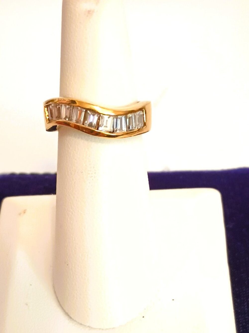 925 Tapered CZ Baguette Band 6 Curved Sterling Silver Ring